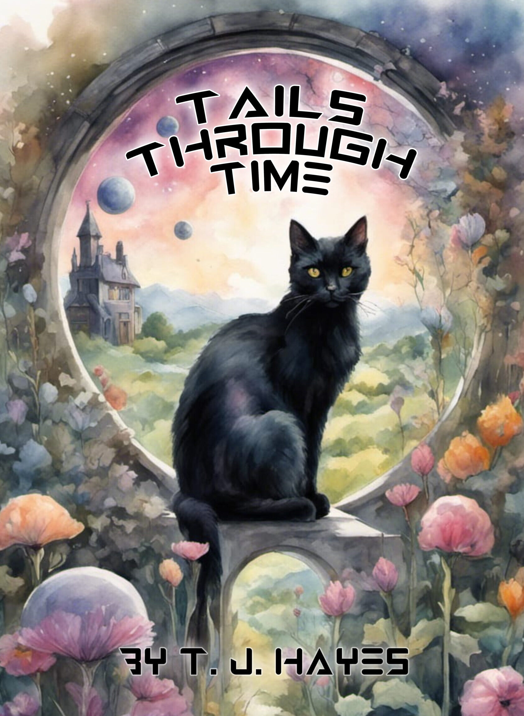childrens time travelling cat book cover.