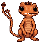 Trevor the Emotional Lizard, swaying his tail antennae (animated pixel art)